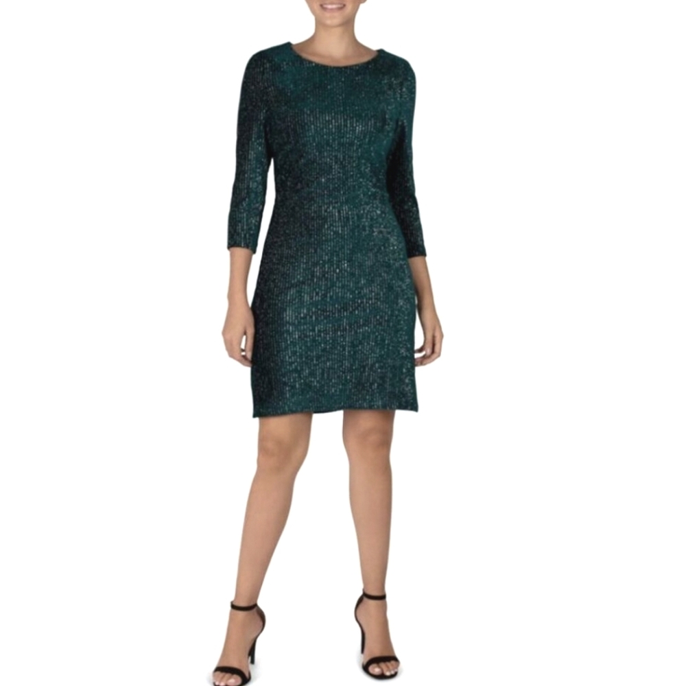 NWOT Julia Jordan Green and Silver Mini Dress